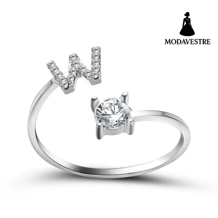 New Design Adjustable 26 Initial Letter Ring Fashion Jewelry For Women Simple Elegant Jewelry Silver / W