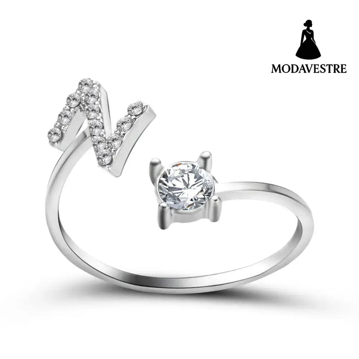 New Design Adjustable 26 Initial Letter Ring Fashion Jewelry For Women Simple Elegant Jewelry Silver / Z