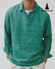 New Fashion Men’s Pullover Shirt Solid Color Long Sleeve Lapel Oversize Casual Top Tee 2023 Summer Clothing For Men