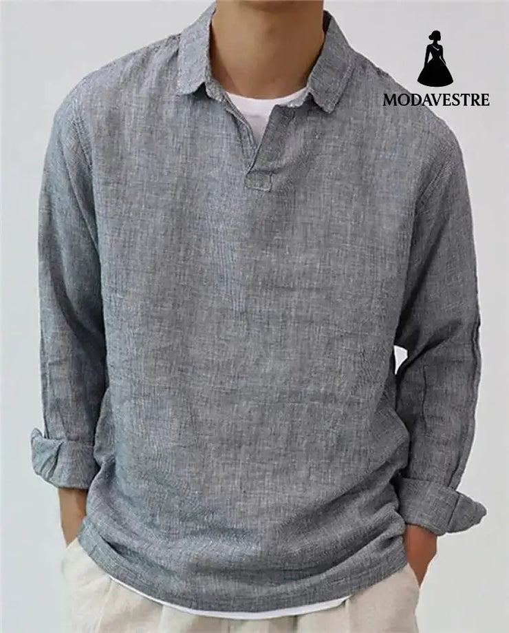 New Fashion Men’s Pullover Shirt Solid Color Long Sleeve Lapel Oversize Casual Top Tee 2023 Summer Clothing For Men