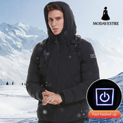 New Men Women Cotton Coat USB Smart Electric Heated Jackets Winter Thicken Down Hooded Outdoor Hiking Ski Clothing 7XL