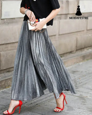 New Pleated Skirt Long Skirt