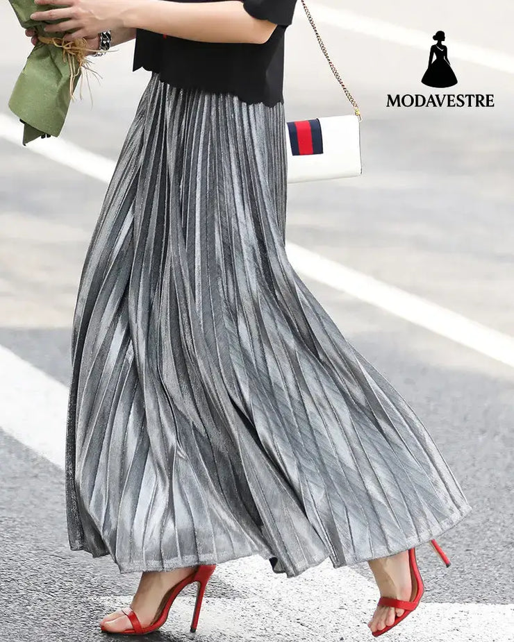 New Pleated Skirt Long Skirt