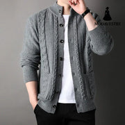 New Single-breasted Sweater With Pockets Fashion Jacquard Loose-fitting Cardigan Men Clothing Jumper