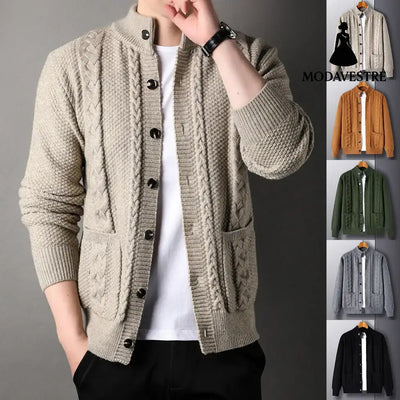 New Single-breasted Sweater With Pockets Fashion Jacquard Loose-fitting Cardigan Men Clothing Jumper