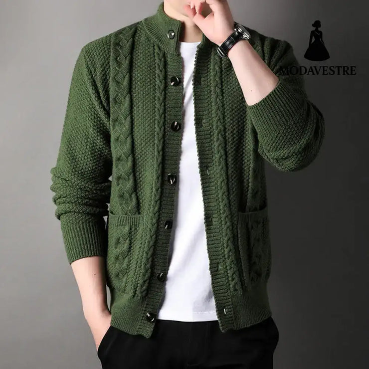 New Single-breasted Sweater With Pockets Fashion Jacquard Loose-fitting Cardigan Men Clothing Jumper
