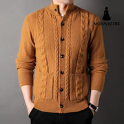 New Single-breasted Sweater With Pockets Fashion Jacquard Loose-fitting Cardigan Men Clothing Jumper