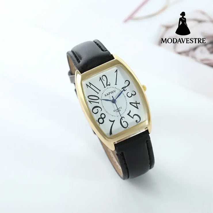 New Square Belt Watch Men Men’s Black With Gold