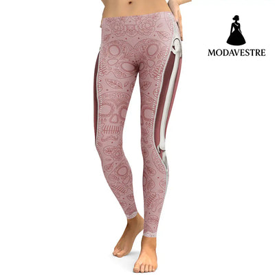 New Style Leggings Women Cool Muscle Legs Legging Zipper 3D Printing Leggins Pants High Waist Elasticity Legins - MODAVESTRE