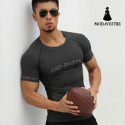 New Summer Casual Printing Tight-fitting Running Fitness Clothing For Men Dark grey English section / 2XL