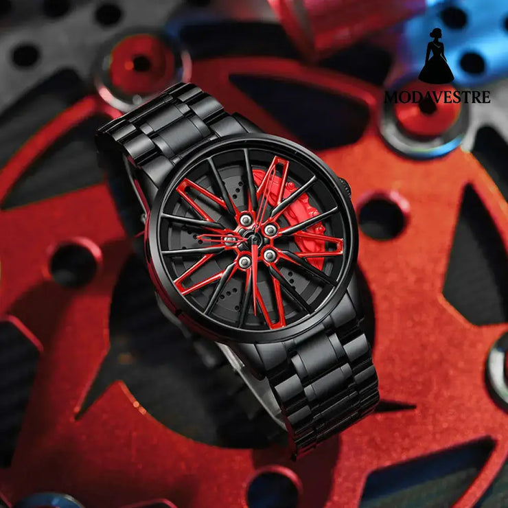 New Top Brand Luxury Mens Watches Stainless Steel Car Wheel Hub Quartz Watch For Men Military Sport Watch Relogio