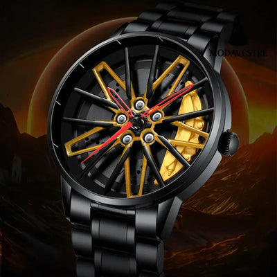 New Top Brand Luxury Mens Watches Stainless Steel Car Wheel Hub Quartz Watch For Men Military Sport Watch Relogio