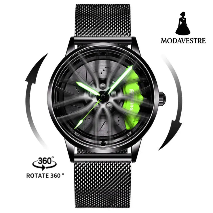 New Top Brand Luxury Mens Watches Stainless Steel Car Wheel Hub Quartz Watch For Men Military Sport Watch Relogio
