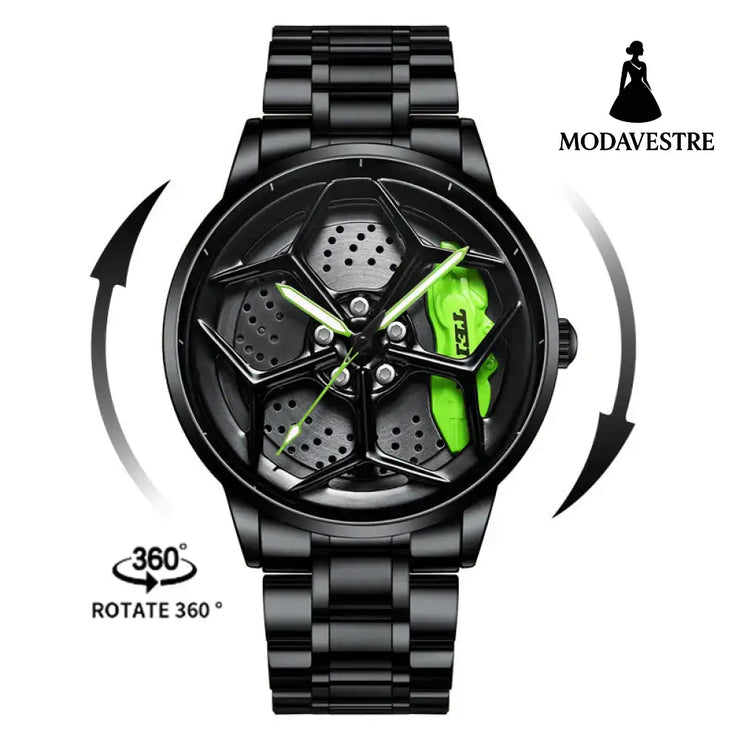 New Top Brand Luxury Mens Watches Stainless Steel Car Wheel Hub Quartz Watch For Men Military Sport Watch Relogio