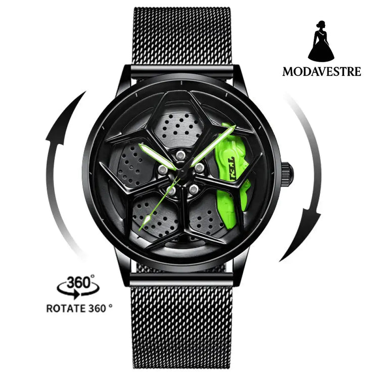 New Top Brand Luxury Mens Watches Stainless Steel Car Wheel Hub Quartz Watch For Men Military Sport Watch Relogio