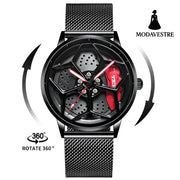 New Top Brand Luxury Mens Watches Stainless Steel Car Wheel Hub Quartz Watch For Men Military Sport Watch Relogio
