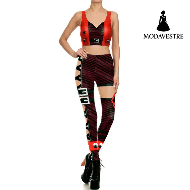 New  Women Leggings Ripple Digital Print Cool Belt Pattern Fashion Leggins Ripple Slim Elastic Workout Plus Size - MODAVESTRE