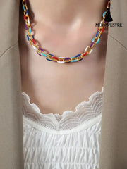 Niche Dripping Oil Titanium Steel Necklace Versatile Personalized Jewelry for Women Gold / One Size