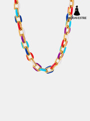 Niche Dripping Oil Titanium Steel Necklace Versatile Personalized Jewelry for Women Gold / One Size