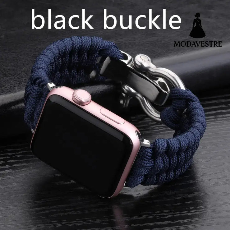 Nylon Sports Braided Steel Buckle Watch Blue black buckle / 38to40mm Accessory