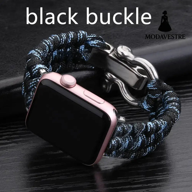 Nylon Sports Braided Steel Buckle Watch Camouflage blue black buckle / 38to40mm Accessory