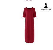 One Shoulder Casual Fall Dresses Red / 3XL