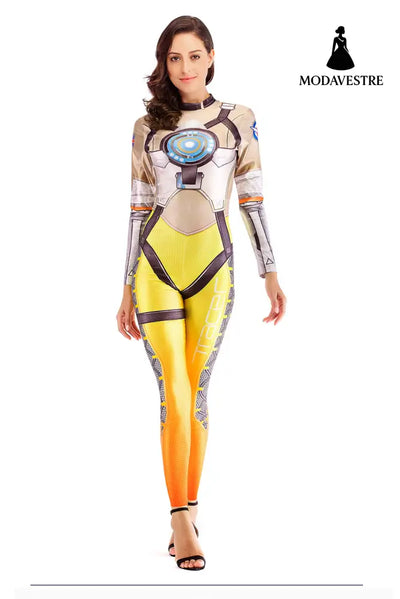 OW Hero Tracer Costume Cosplay Anime Bodysuit Halloween Costumes For Women Plus Size Jumpsuit - MODAVESTRE