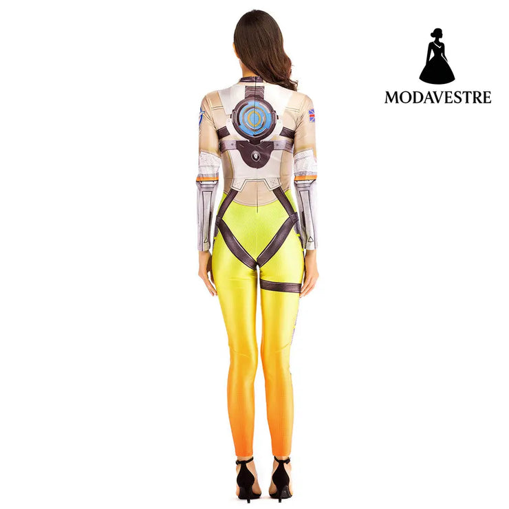 OW Hero Tracer Costume Cosplay Anime Bodysuit Halloween Costumes For Women Plus Size Jumpsuit - MODAVESTRE