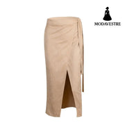 Padded skirt long skirt Khaki / L