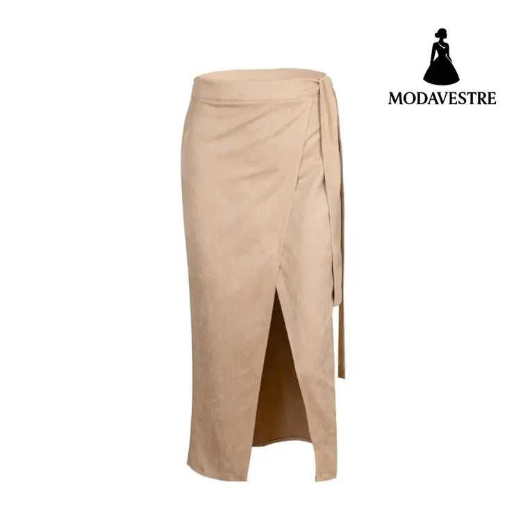 Padded skirt long skirt Khaki / L