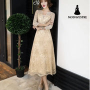 Party Evening Female Temperament Dresses Champagne / 2XL