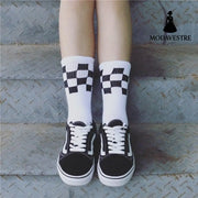 Plaid Checkered Skateboard Socks – Street Style Women’s Crew Socks - MODAVESTRE