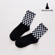 Plaid Checkered Skateboard Socks – Street Style Women’s Crew Socks - MODAVESTRE