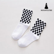Plaid Checkered Skateboard Socks – Street Style Women’s Crew Socks - MODAVESTRE
