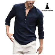 Plaid Collar Tops Turn Down Men Shirts Clothing Navy Blue / 2XL