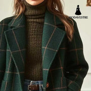 Plaid Mid-length Lapel Large Size Jacket Jacket