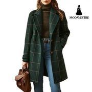 Plaid Mid-length Lapel Large Size Jacket Jacket