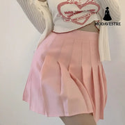 Pleated Skirt High Waist Thin Temperament Short Skirt Skirt Pink / M