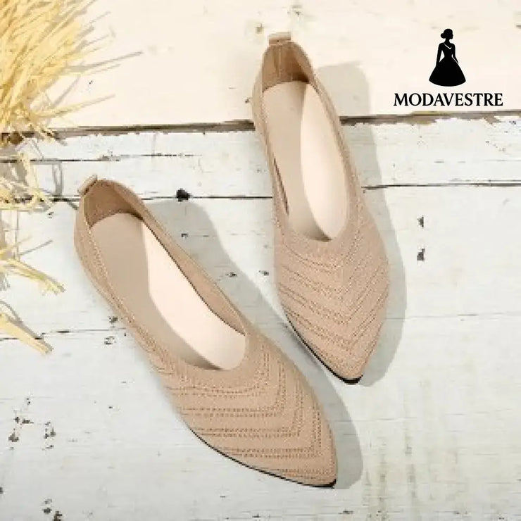 Pointed Toe Low-cut Women’s Breathable Flat Shoes Apricot / 35