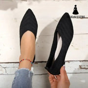 Pointed Toe Low-cut Women’s Breathable Flat Shoes Black / 35