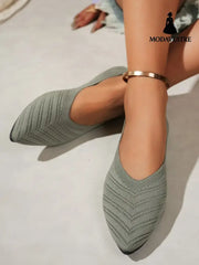 Pointed Toe Low-cut Women’s Breathable Flat Shoes Green / 35