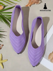 Pointed Toe Low-cut Women’s Breathable Flat Shoes Purple / 35