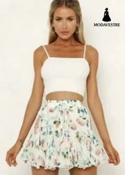 Printed Holiday Chiffon Skirt Skirt