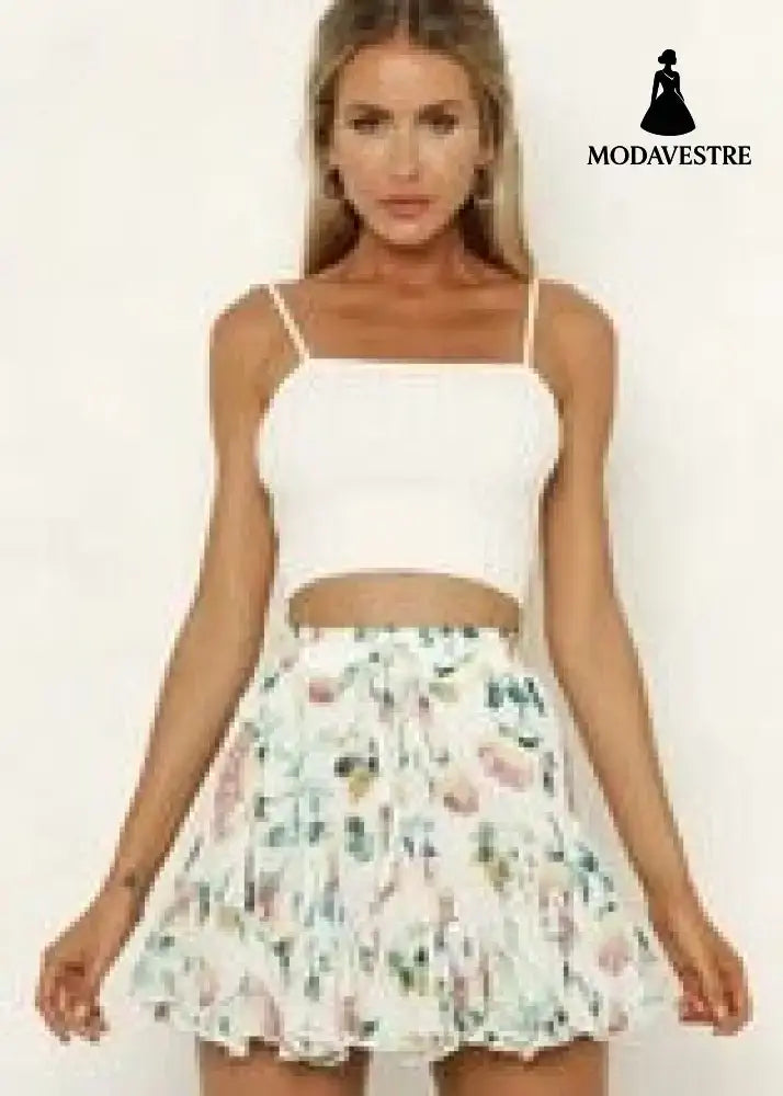 Printed Holiday Chiffon Skirt Skirt