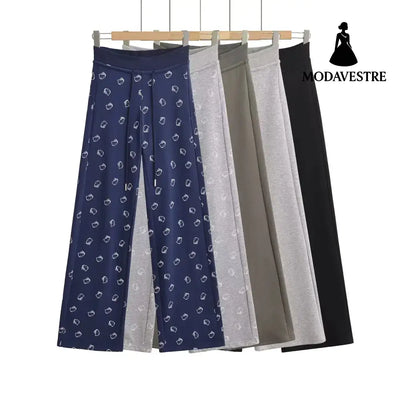 Printed straight leg pants for women