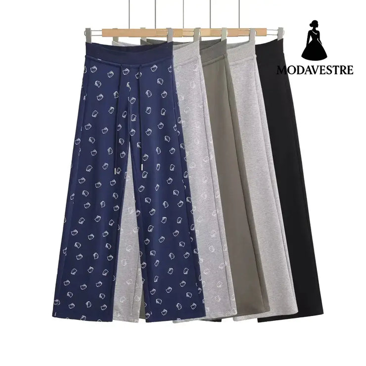 Printed straight leg pants for women