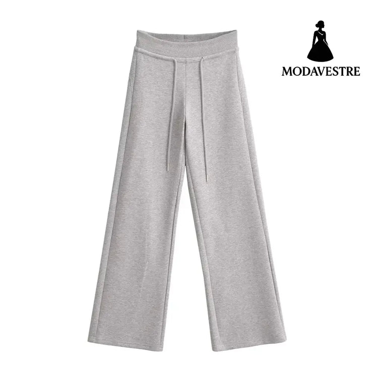 Printed straight leg pants for women Light Gray / S