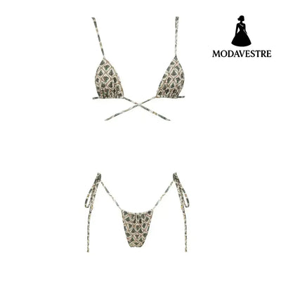 Printed Strap Bikini Set – Two-Piece Women’s Swimsuit