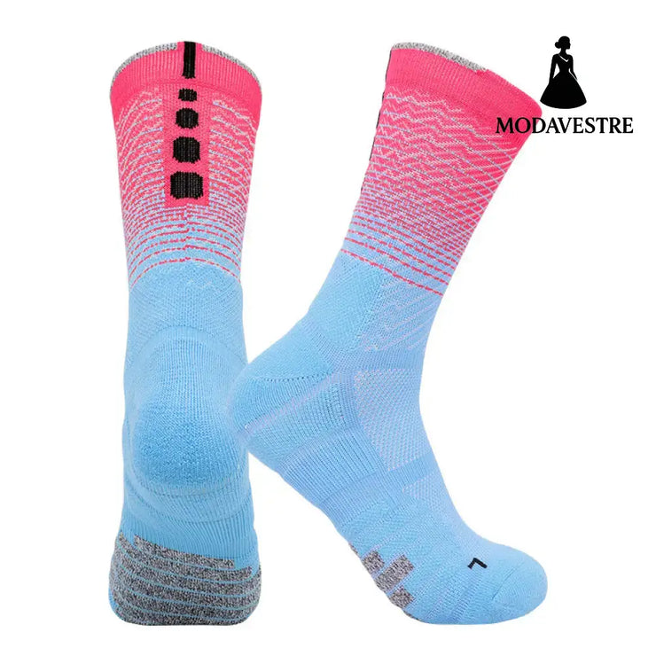 Professional Cycling Socks Running Sports Men Socks Blue And Pink / Adult Style