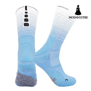 Professional Cycling Socks Running Sports Men Socks Blue And White / Adult Style